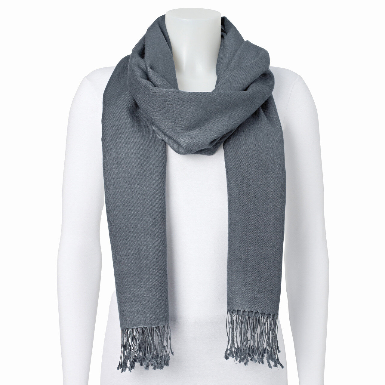 Grey Silk Wool Blend Pashmina Scarf GM8345, MPN: GM8345, 191101416736