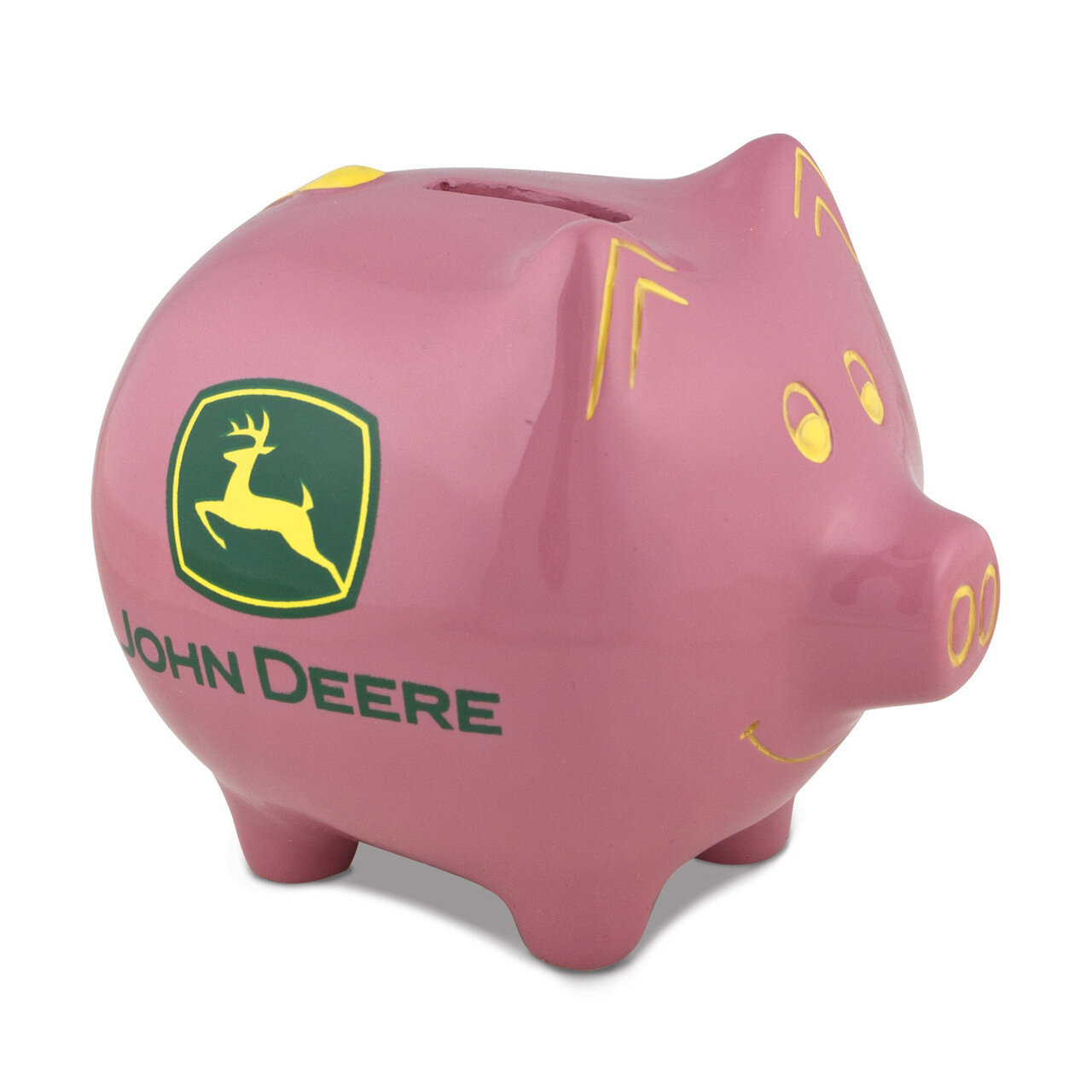 Polyresin John Deere Logo Pink Piggy Bank GM8494