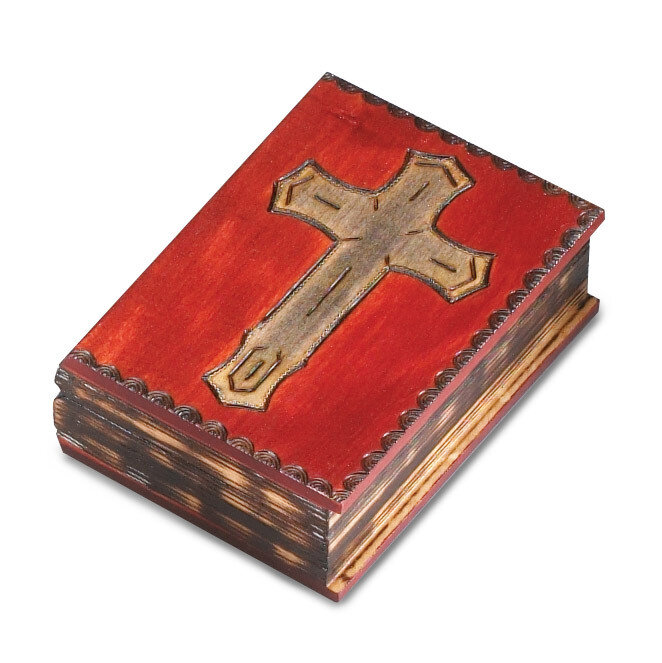 Wooden Mahogany Finished Cross Book Box GM8525