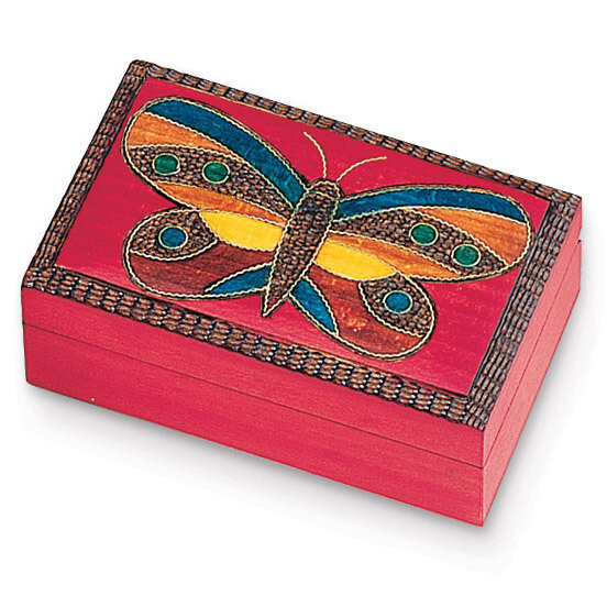 Red Wooden Butterfly Box GM8539, MPN: GM8539, 610939075521