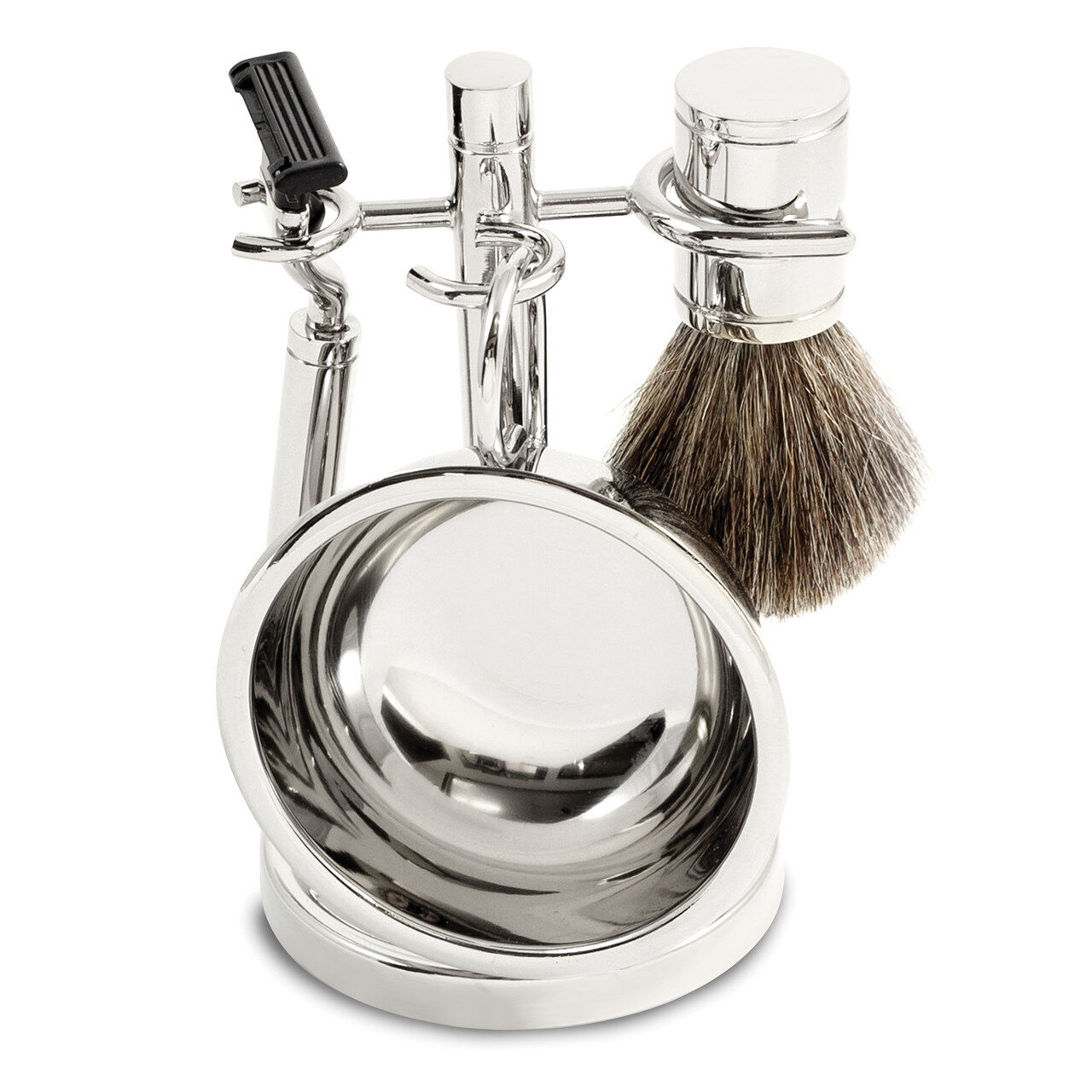 Chrome Shaving Set Mach3 Razor &amp; Brush with Soap Dish GM8839, MPN: GM8839, 797140570165