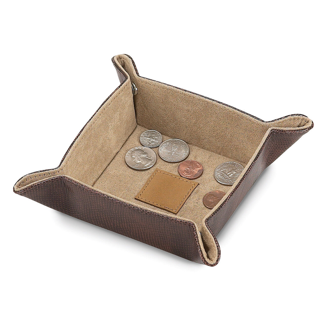 Brown Square Snap Tray with Leather Center GM9125, MPN: GM9125, 47105567601