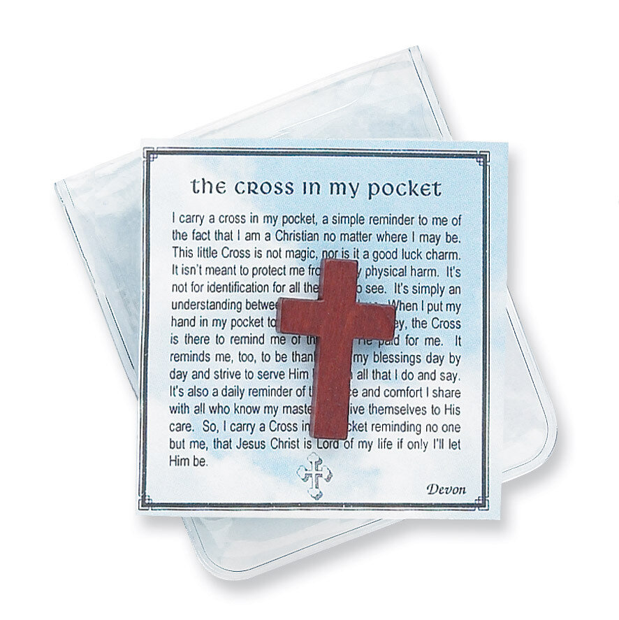 Devotional Wood Cross Pocket Remembrance GM933