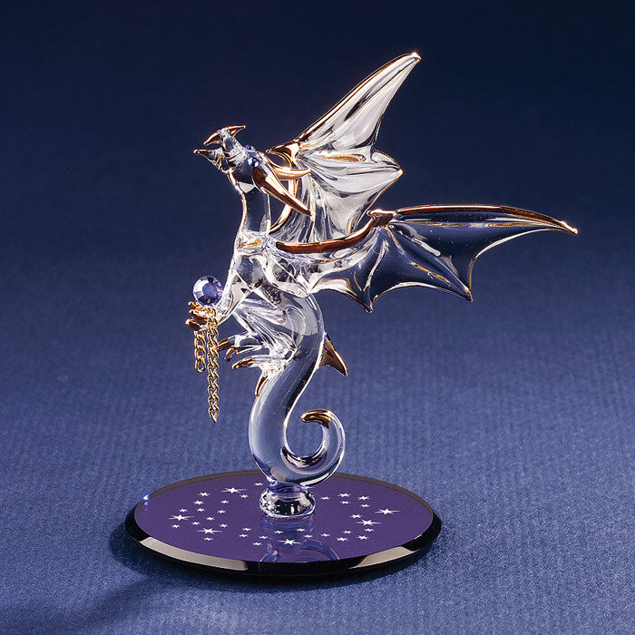 Dragon with Stars Crystal Accented Glass Figurine GP1140