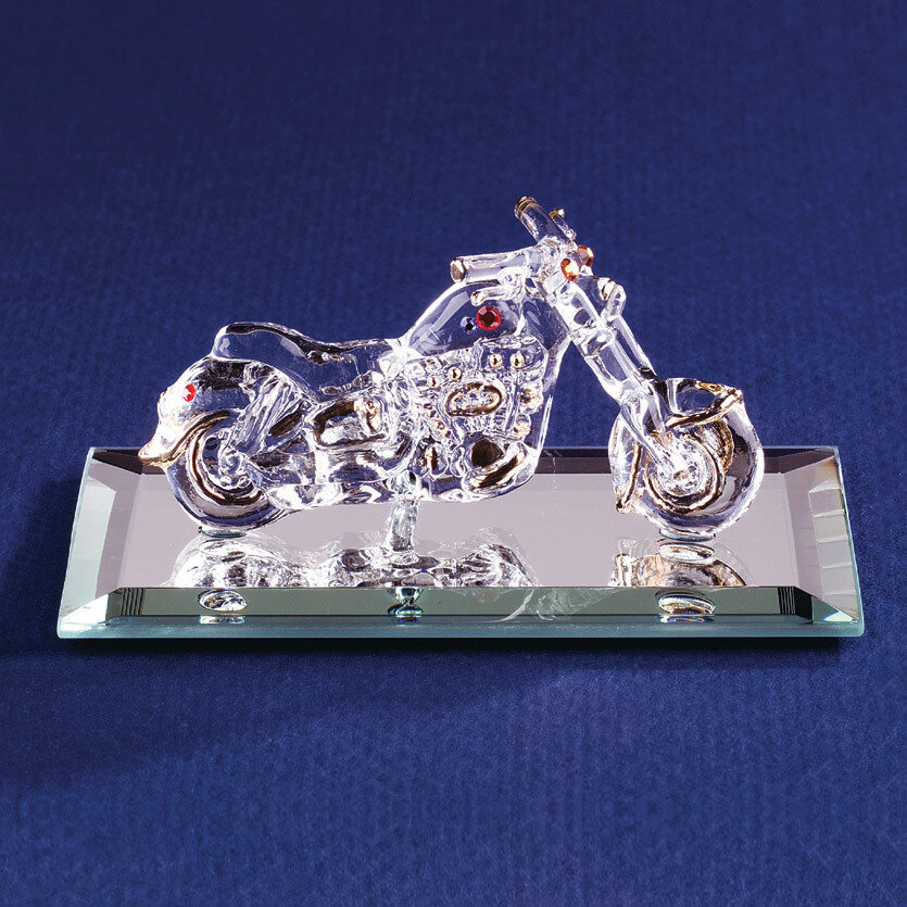 Motorcycle with Crystal Accents Glass Figurine GP1162