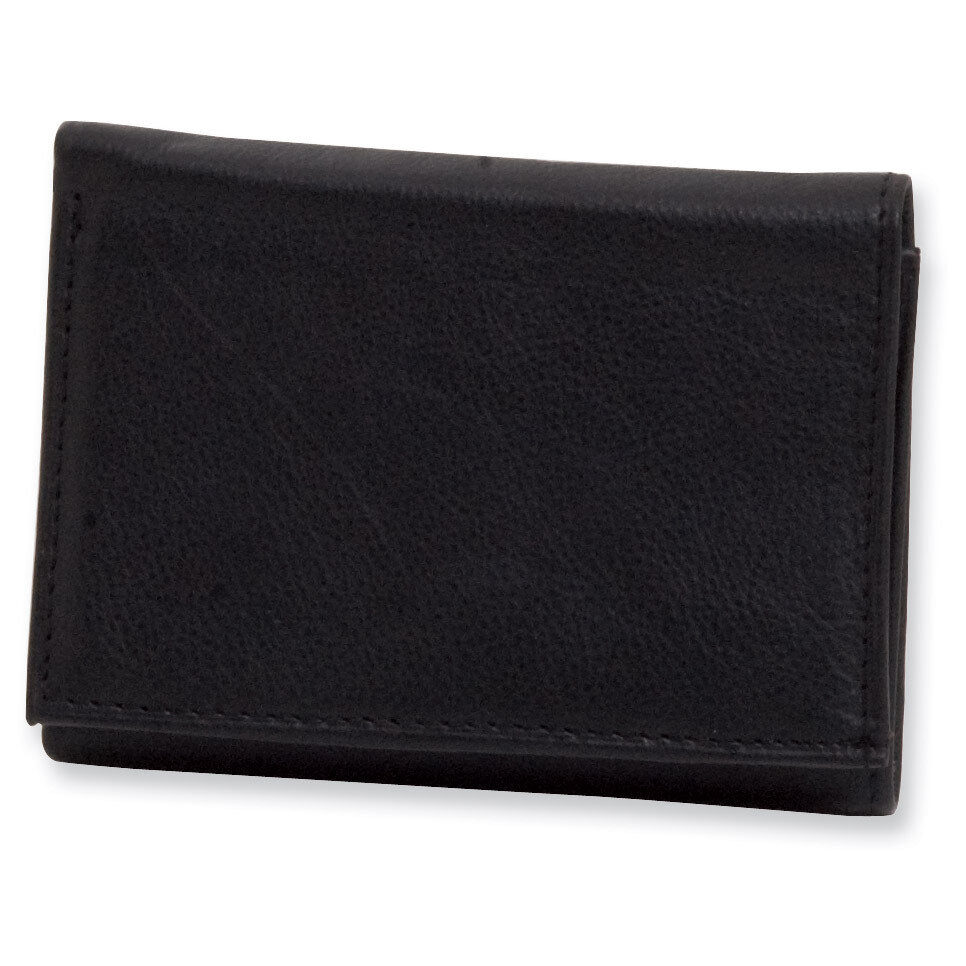 Mens Black Leather Tri-fold Wallet GP2051
