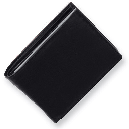 Men&#39;s Black Leather Bi-fold Wallet GP2054