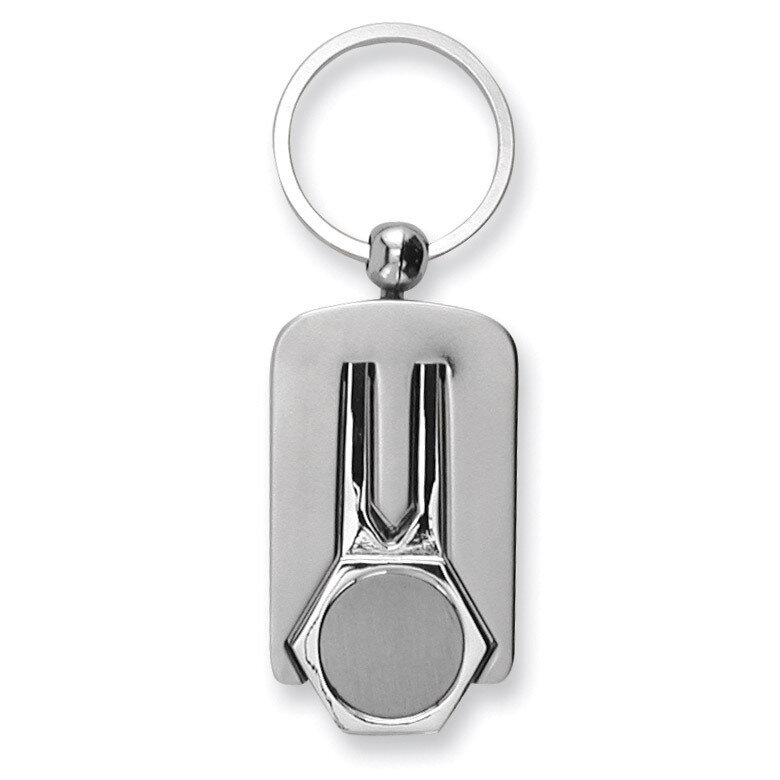 Nickel-plated Polished and Satin Golf Divot Key Ring GP2867