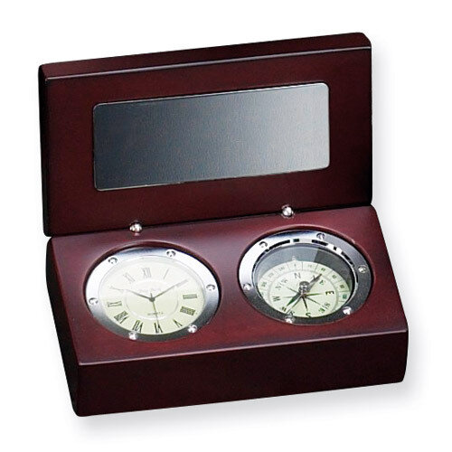 Rosewood Box with Compass and Clock GP4593