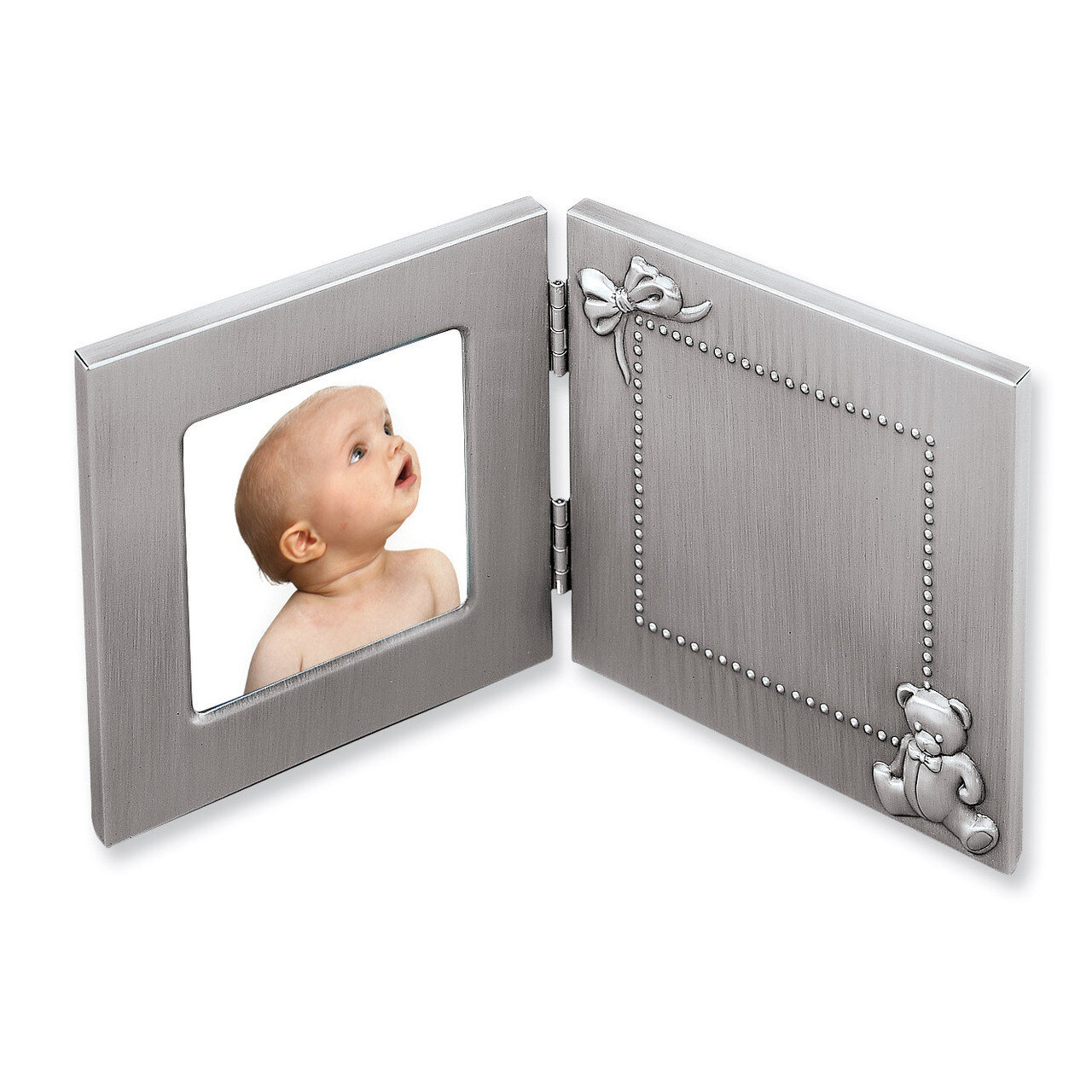 Pewter Finish Hinged Baby 3 x 3 Inch Picture Frame GP5200