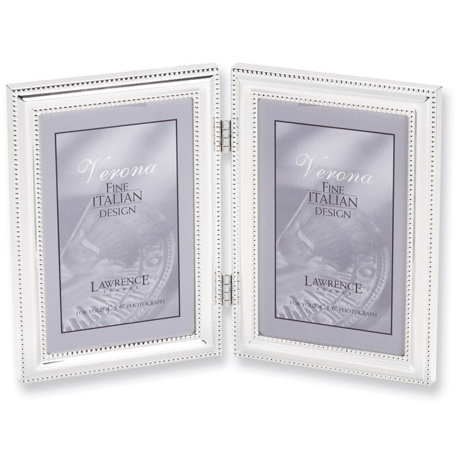 Silver-plated Beaded Edge Double 4 x 6 Inch Picture Frame GP5948