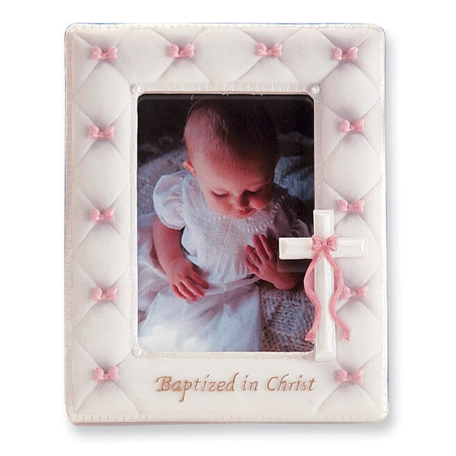Resin-stone Girls Pink Baptism Picture Frame GP842