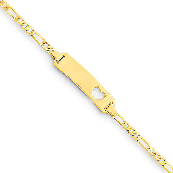 Plate with Stamped-Out Heart Baby Child ID Bracelet 14k Gold Engravable BID25-6, MPN: BID25-6, 8839…