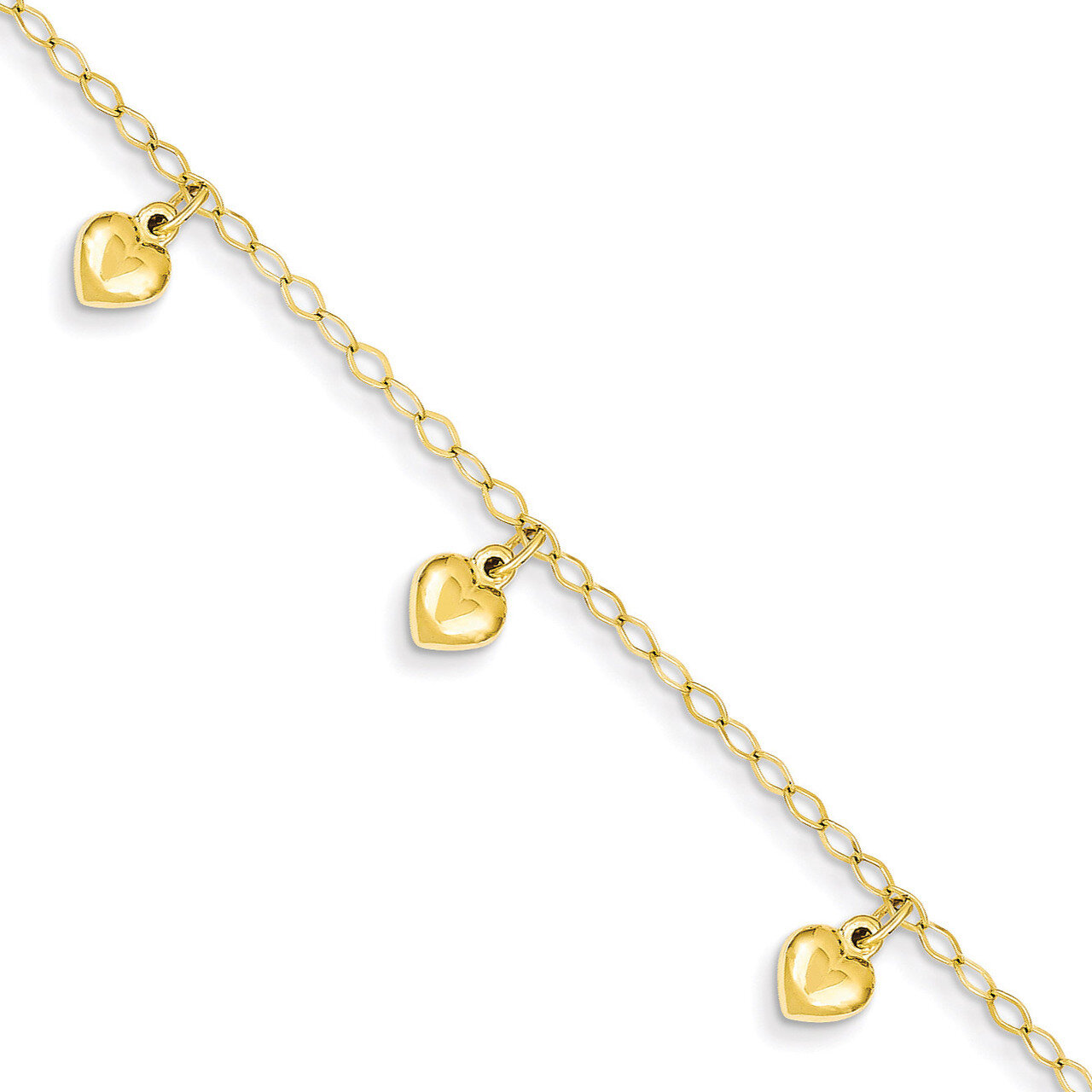 Child's Puffed Heart Charm Bracelet 14k Gold BID83-6