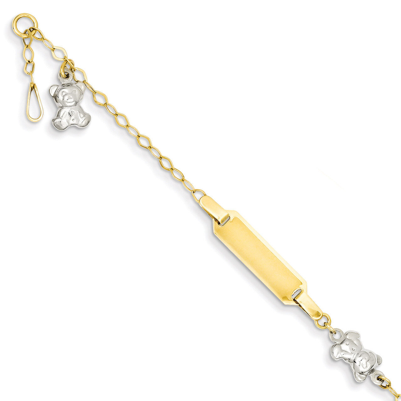 Polished Teddy Bear ID Baby Bracelet 14k Two-tone Gold BID89-5.5, MPN: BID89-5.5, 886774365800