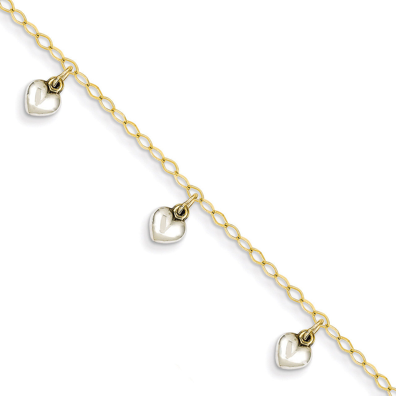 Polished Dangle Heart Baby Bracelet 14k Two-tone Gold BID90-5.5, MPN: BID90-5.5, 869944885568