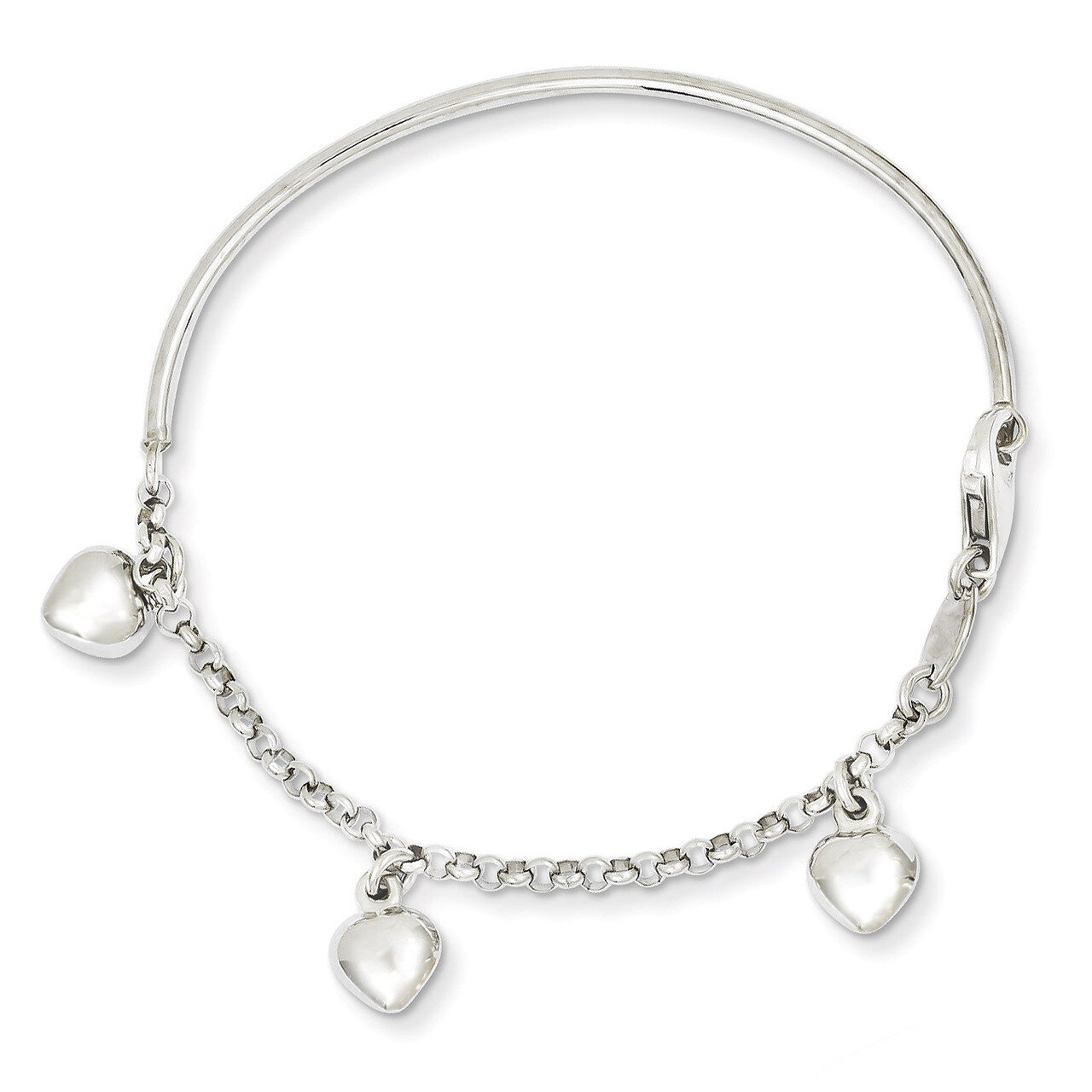 Dangle Heart Baby Bracelet 14k White Gold Polished BID91-6