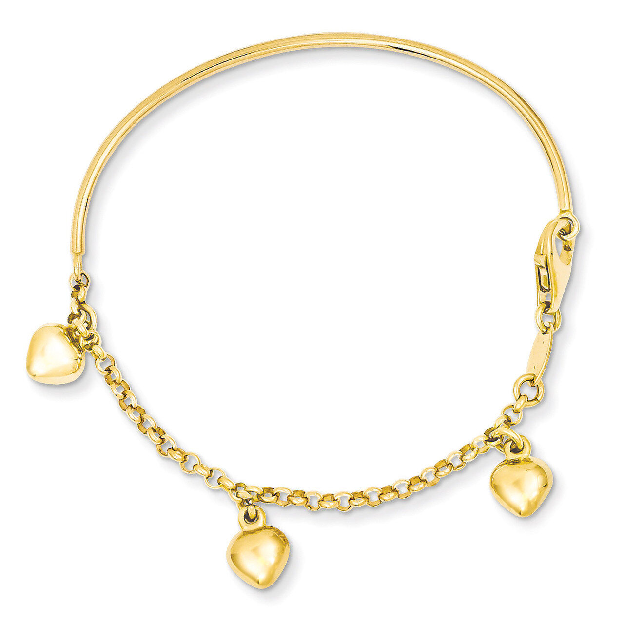 Dangle Heart Baby Bracelet 14k Gold Polished BID92-6