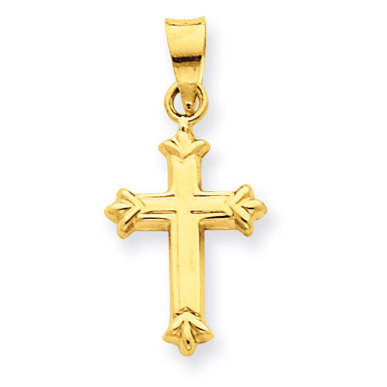 Fleur de Lis Hollow Cross Charm 14k Gold C3637, MPN: C3637, 883957898193