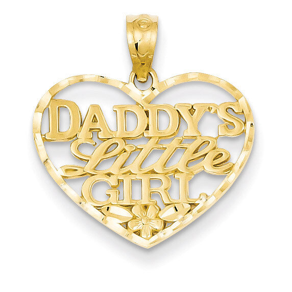 Diamond-cut Daddys Little Girl Heart Pendant 14k Gold C4027