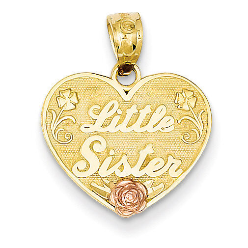 Little Sister Heart Pendant 14k Two-tone Gold D3976
