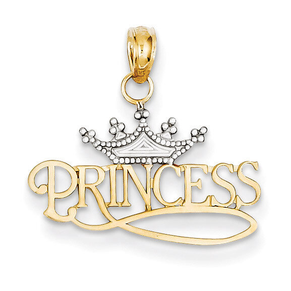 Polished Princess with Crown Pendant 14k Gold K4750