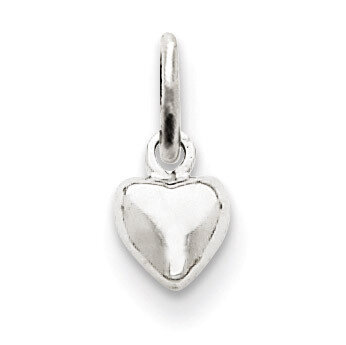 Solid Polished Plain Puffed Heart Charm 14k White Gold K746, MPN: K746, 883957902067