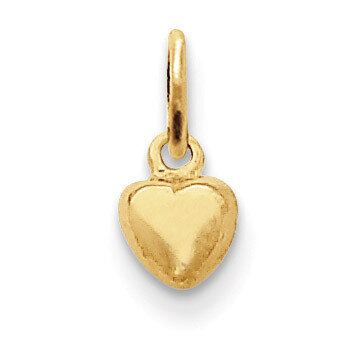 Solid Polished Plain Puffed Heart Charm 14k Gold K747