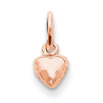 Solid Polished 3-Dimensional Small Heart Charm 14k Rose Gold K794