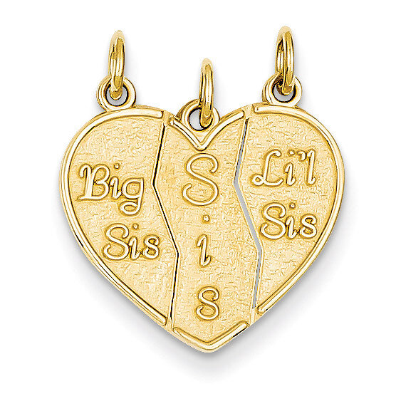 3 piece Break-apart Big Sis, Sis & Lil Sis Charm 14k Gold M310