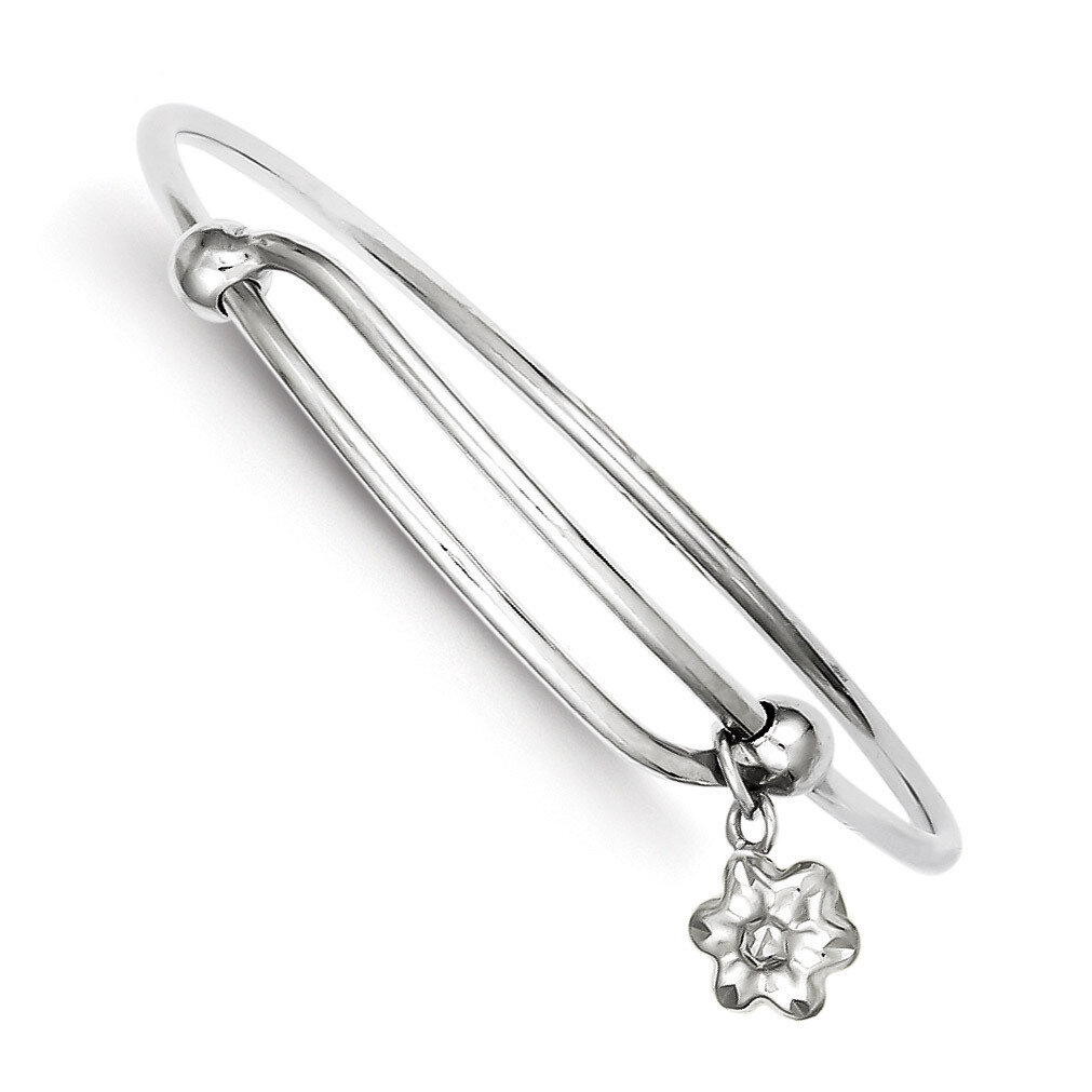 Polished Flower Baby Bangle Sterling Silver Rhodium Plated QB671, MPN: QB671, 883957569161