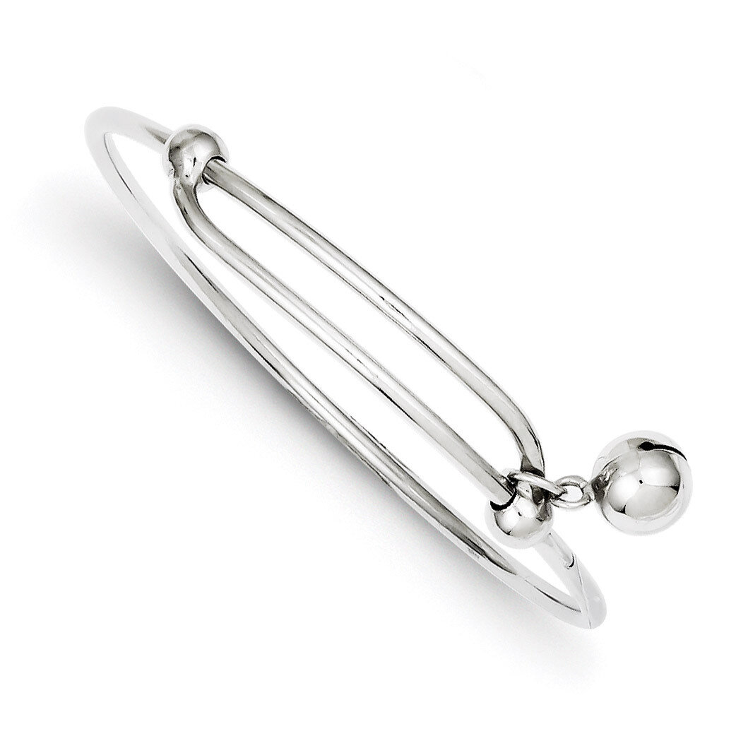 Polished Jingle Bell Baby Bangle Sterling Silver Rhodium Plated QB673