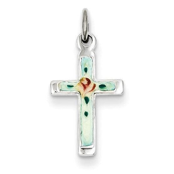 Enameled Cross Charm Sterling Silver QC3222, MPN: QC3222, 883957283074
