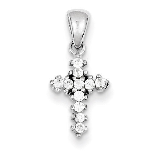 Cubic Zirconia Cross Pendant Sterling Silver QC5264, MPN: QC5264, 883957912653