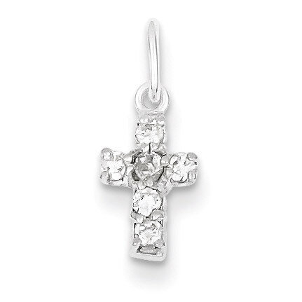 Cubic Zirconia Cross Charm Sterling Silver QC5333, MPN: QC5333, 883957912844