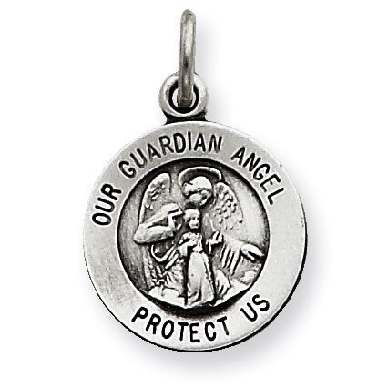 Antiqued Guardian Angel Medal Sterling Silver QC5817