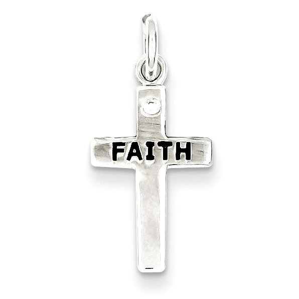 FAITH &amp; Cubic Zirconia Antiqued Cross Charm Sterling Silver QC5830, MPN: QC5830, 883957913445