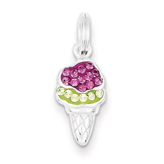 Pink and Green Stellux Crystal Ice Cream Sterling Silver QC6038, MPN: QC6038, 883957914206