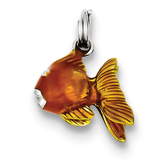 Enamel Goldfish Charm Sterling Silver QC6230