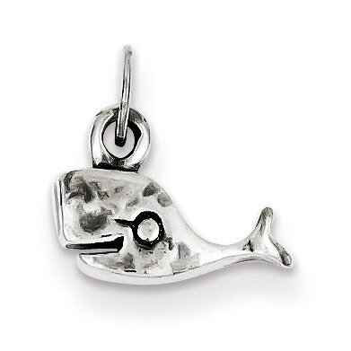 Antiqued Whale Charm Sterling Silver QC6304