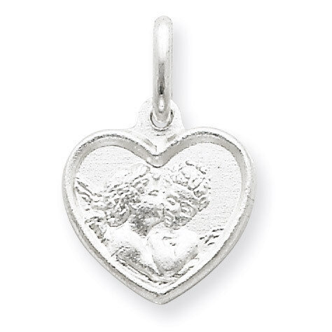 Satin Angel Heart Charm Sterling Silver QC632, MPN: QC632, 883957000589