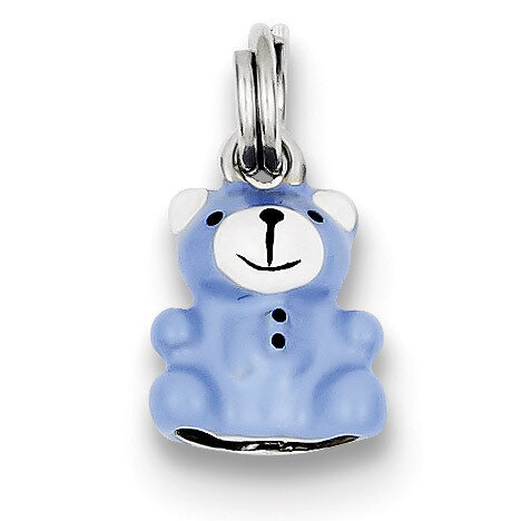Blue &amp; Enamel Teddy Bear Charm Sterling Silver QC6809, MPN: QC6809, 883957536552