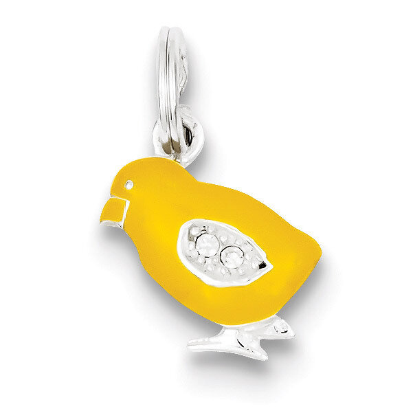 Preciosa Crystal Enameled Yellow Baby Chick Charm Sterling Silver QC6813