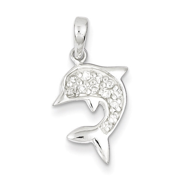 Cubic Zirconia Dolphin Pendant Sterling Silver QC7660, MPN: QC7660, 883957479309