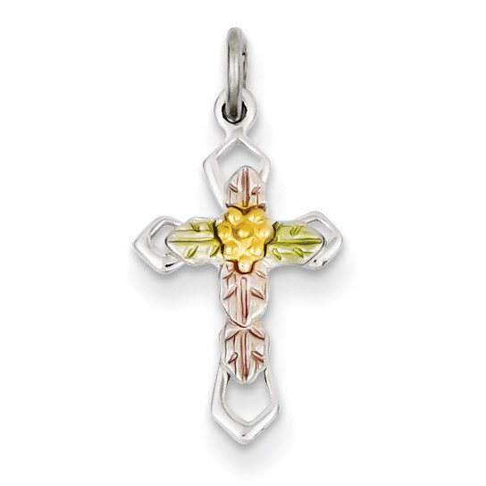 Polished Epoxy &amp; Gold Plated Cross Pendant Sterling Silver QC7922, MPN: QC7922, 883957519142