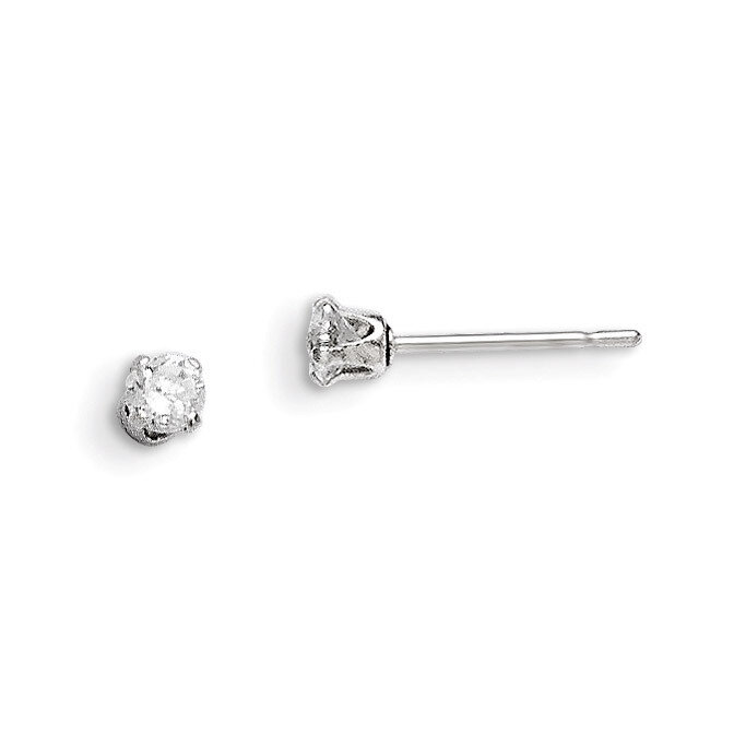 2.5mm Round Snap Set Cubic Zirconia Stud Earrings Sterling Silver QE1000