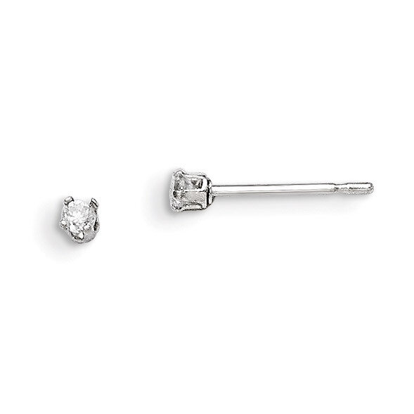 2mm Round Snap Set Cubic Zirconia Stud Earrings Sterling Silver QE7471