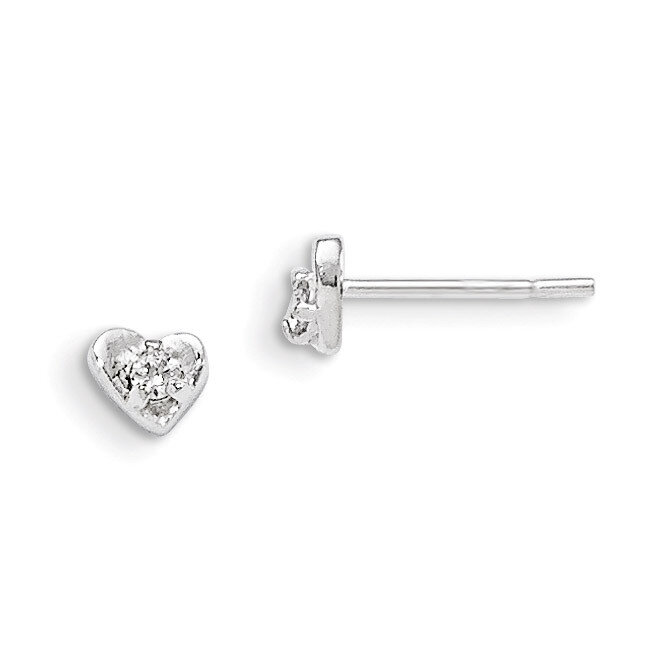 Cubic Zirconia Heart Post Earrings Sterling Silver QE8619, MPN: QE8619, 883957561790