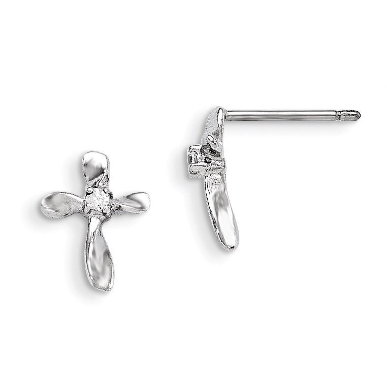 Cubic Zirconia Cross Post Earrings Sterling Silver QE8813, MPN: QE8813, 886774558165