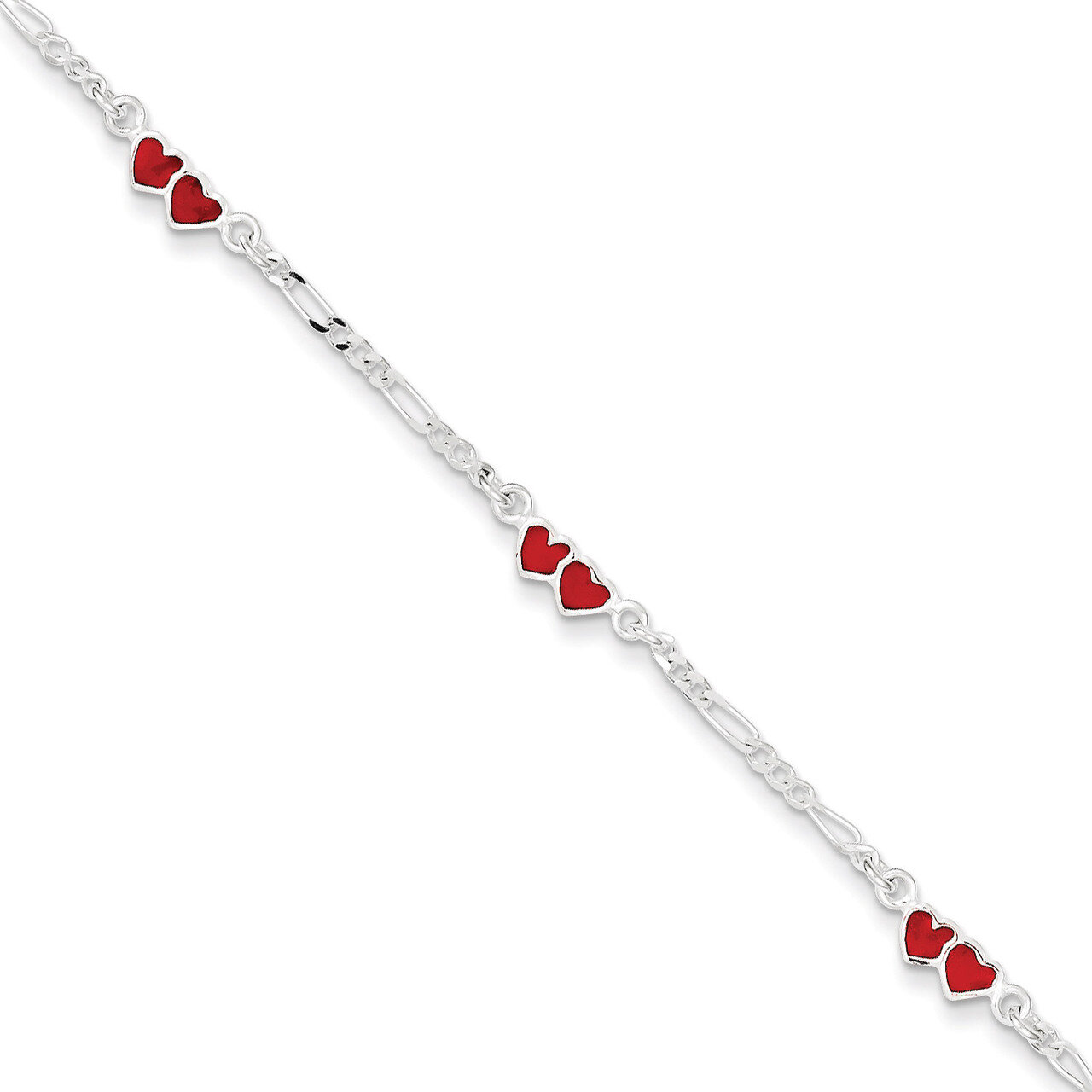 Enameled Double Heart Bracelet Sterling Silver QG1328-6
